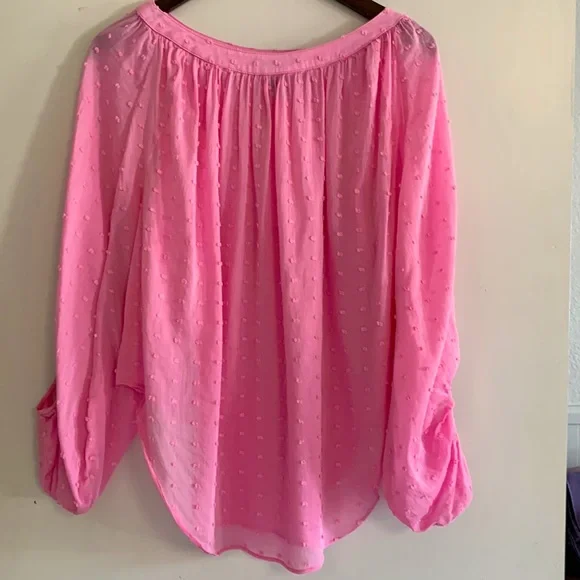 Smythe Balloon Sleeve Pink Swiss Dot Top. Blouse Size XS - Picture 2 of 6